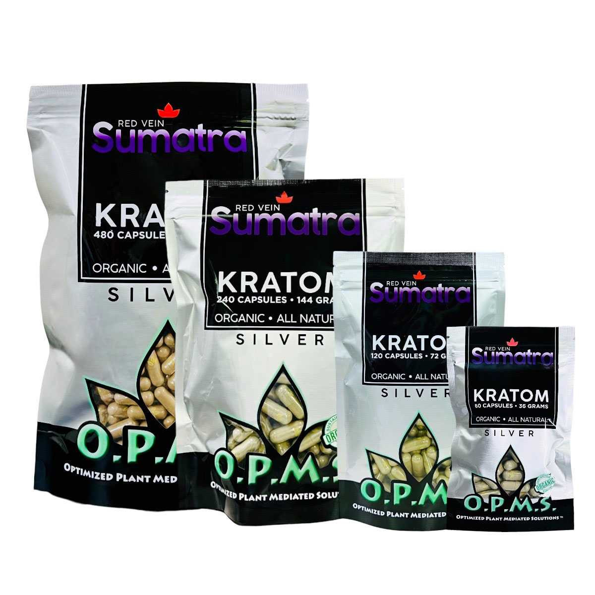 OPMS Silver Red Sumatra Kratom Capsules